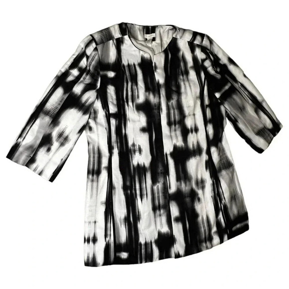 Chicos White Black Blazer Lined Hook & Eye Shoulder Pads Size 2 Large 10/12 - Picture 2 of 9